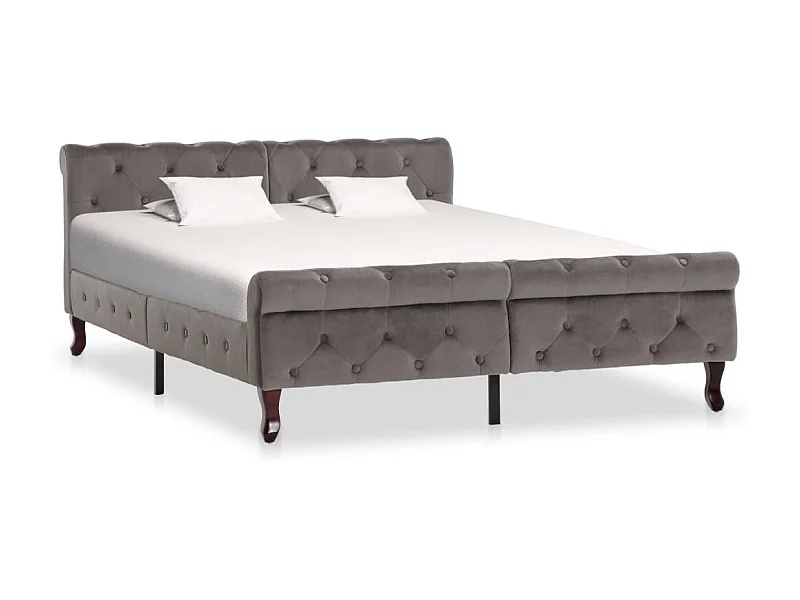 Cama 140x200 cm veludo cinzento PT569611