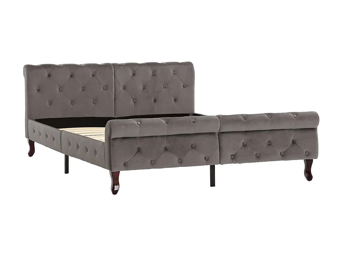 Cama 140x200 cm veludo cinzento PT569611