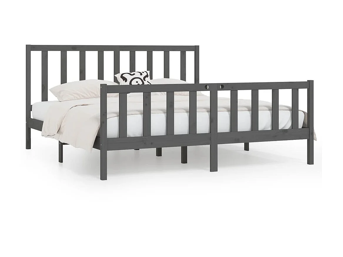 Lit-200x200 cm Gris Bois massif EGGB63627