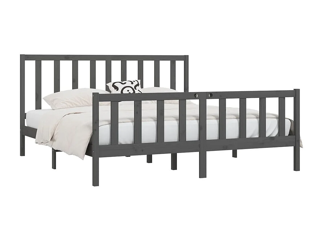 Lit-200x200 cm Gris Bois massif EGGB63627