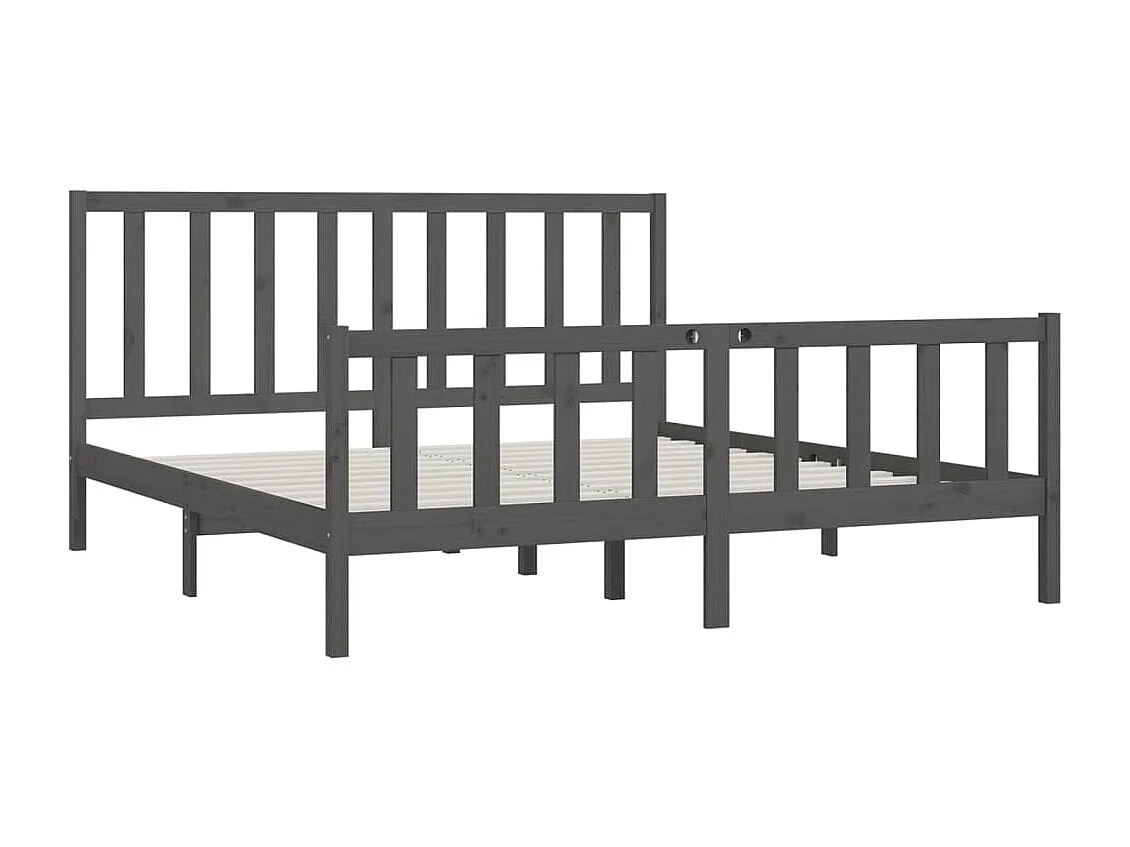 Bedframe massief hout grijs 200x200 cm NL61368