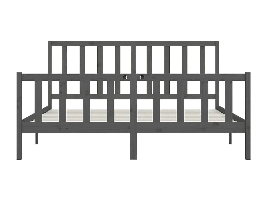 Bedframe massief hout grijs 200x200 cm NL61368