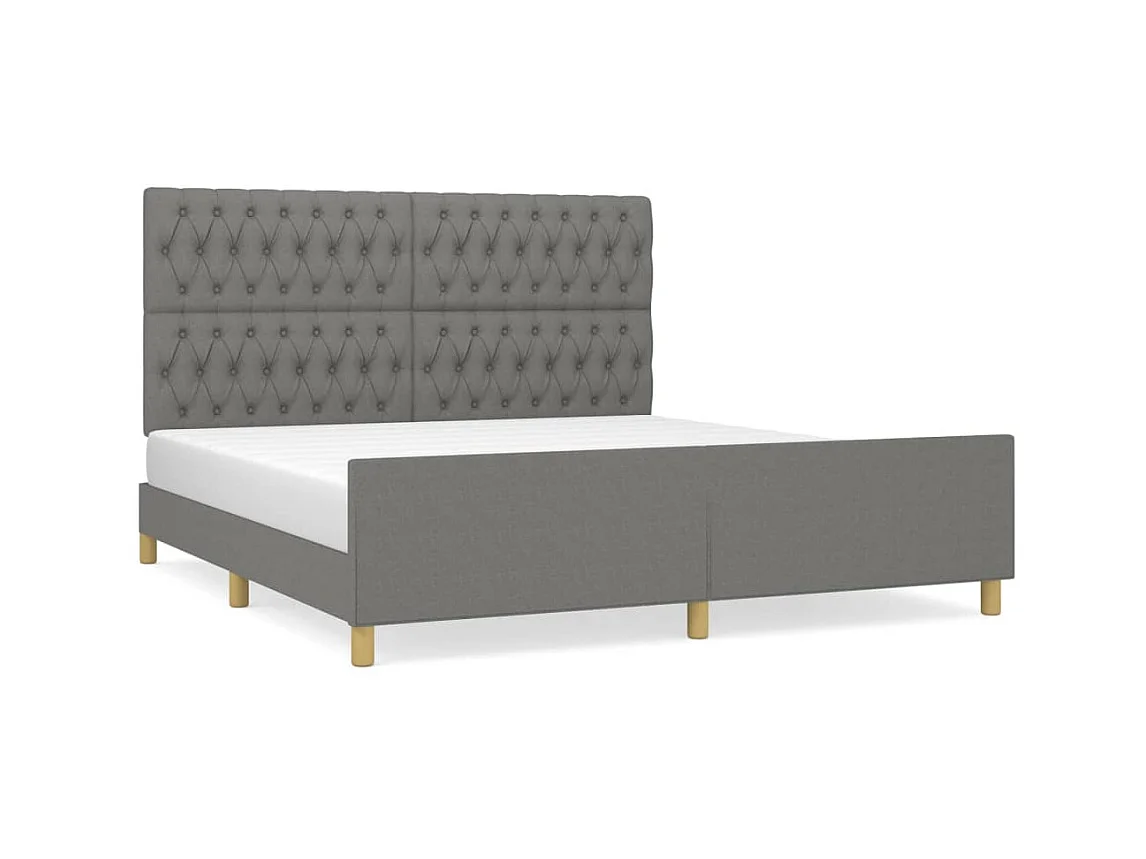 Lit-180x200 cm avec tête de lit Gris foncé Tissu EGGB99115