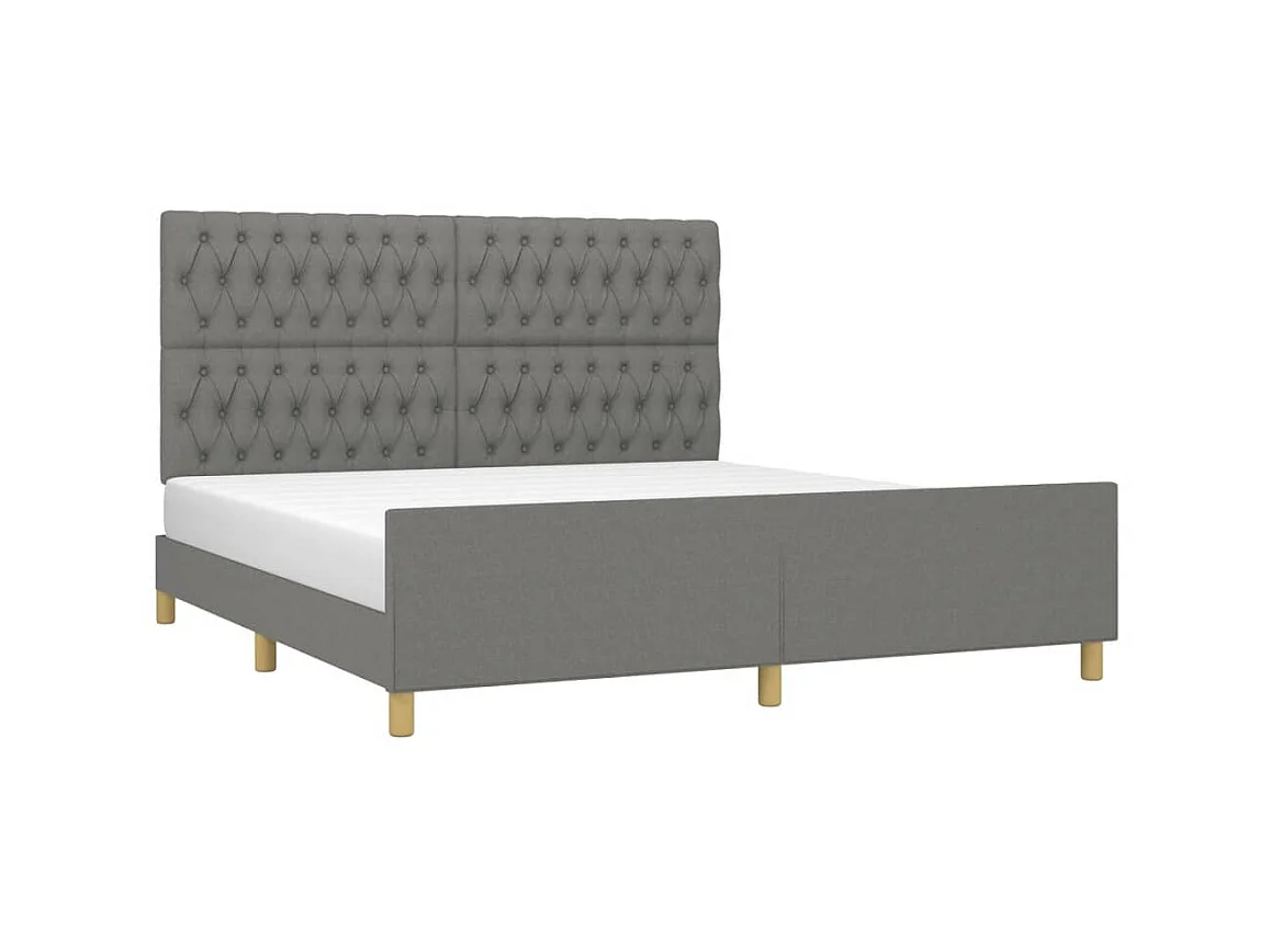 Lit-180x200 cm avec tête de lit Gris foncé Tissu EGGB99115