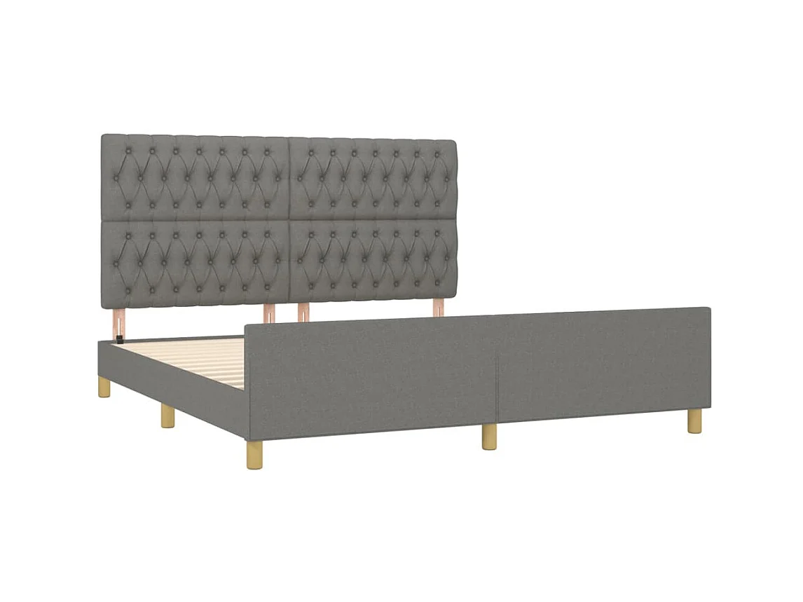 Lit-180x200 cm avec tête de lit Gris foncé Tissu EGGB99115