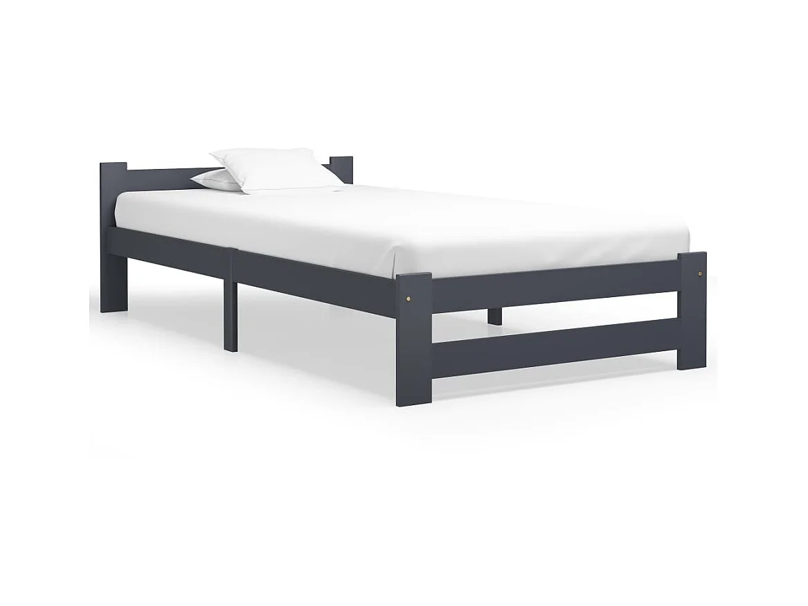 Lit-100x200 cm Gris foncéé Bois de pin massif EGGB89068