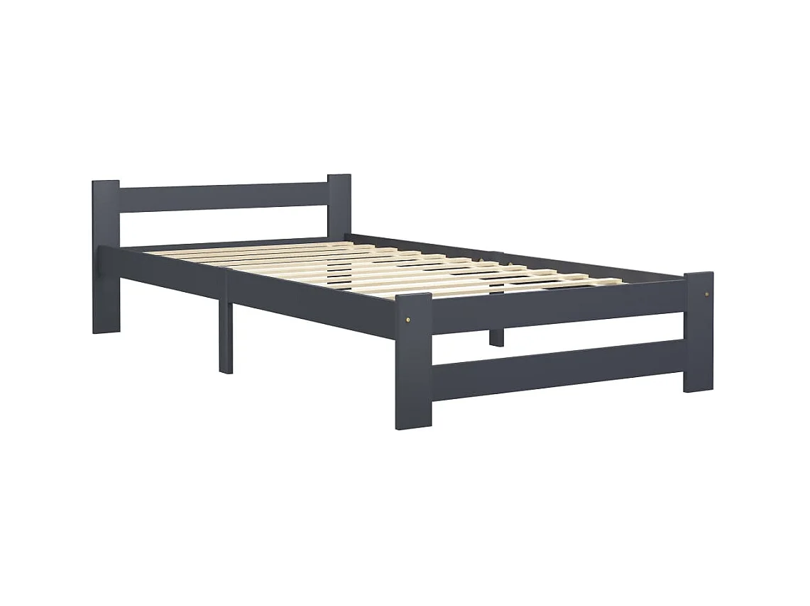 Lit-100x200 cm Gris foncéé Bois de pin massif EGGB89068