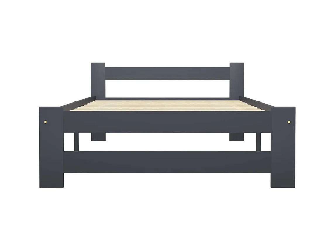 Lit-100x200 cm Gris foncéé Bois de pin massif EGGB89068