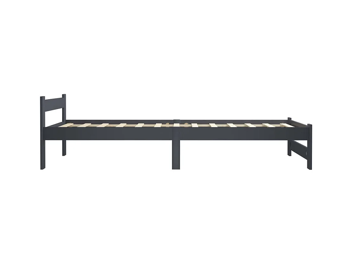 Lit-100x200 cm Gris foncéé Bois de pin massif EGGB89068