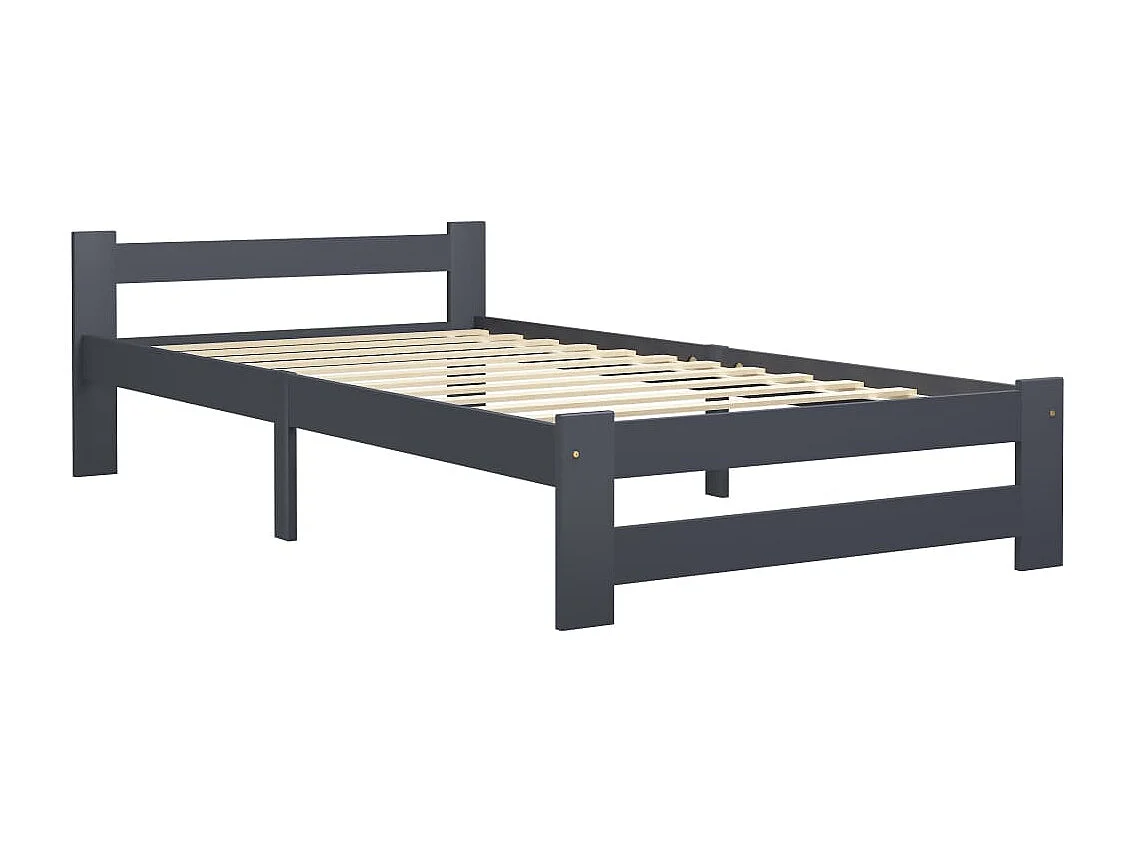 Cama 100x200 cm pinho maciço cinzento-escuro PT945198