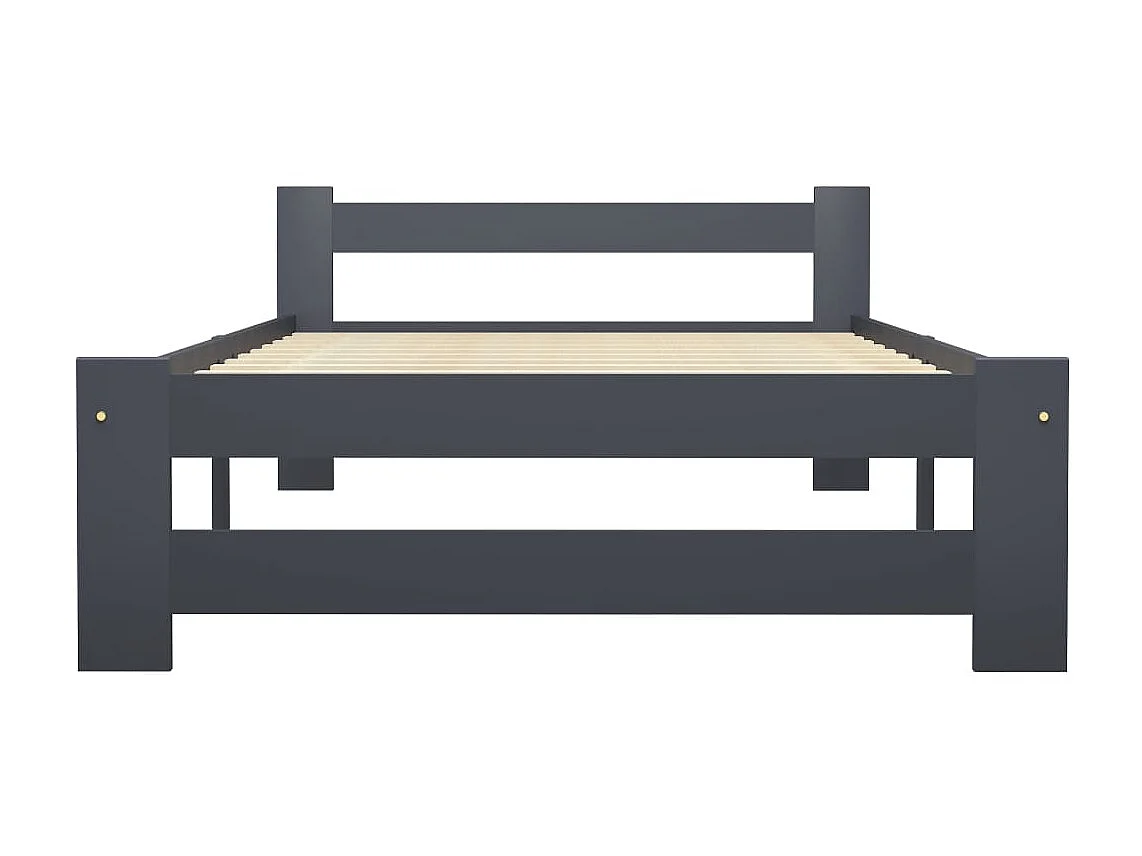 Cama 100x200 cm pinho maciço cinzento-escuro PT945198