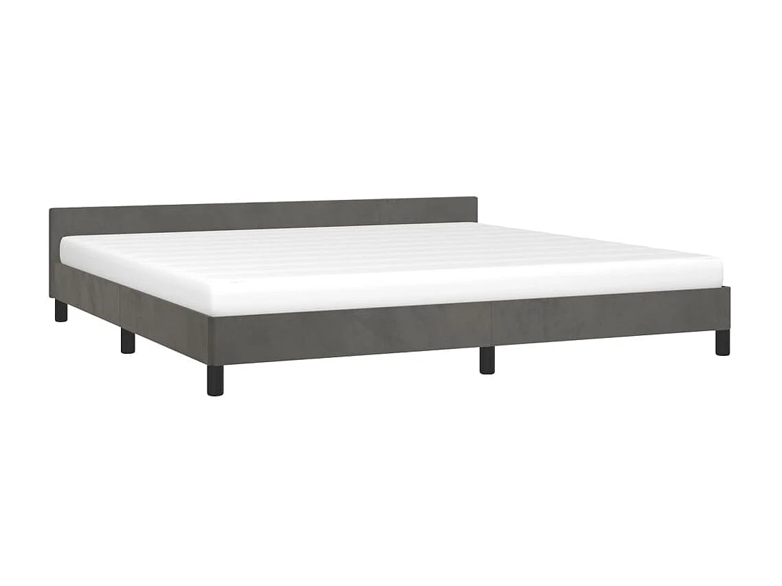 Bedframe met hoofdeinde fluweel donkergrijs 200x200 cm NL17341