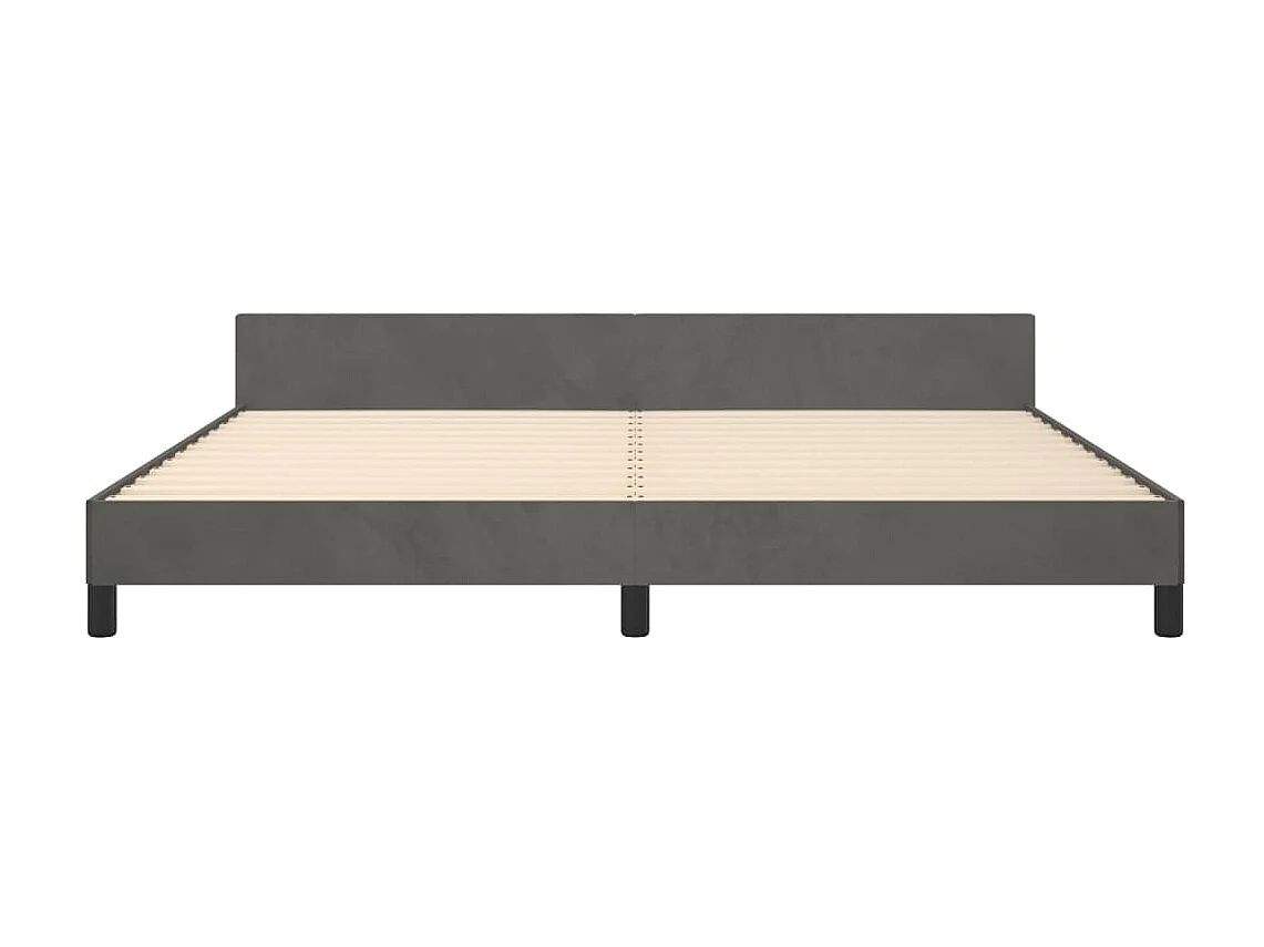 Cama 200x200 cm con cabecero terciopelo gris oscuro ES51179