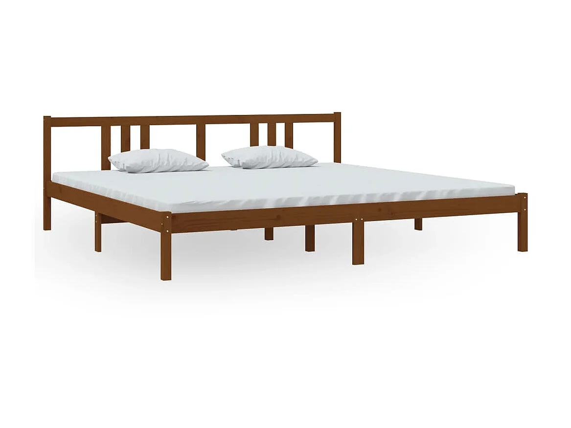 Lit-200x200 cm Marron miel Bois massif EGGB37127