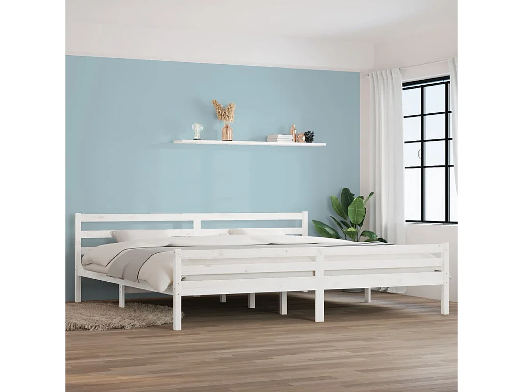 Lit-200x200 cm Blanc Bois massif EGGB94856