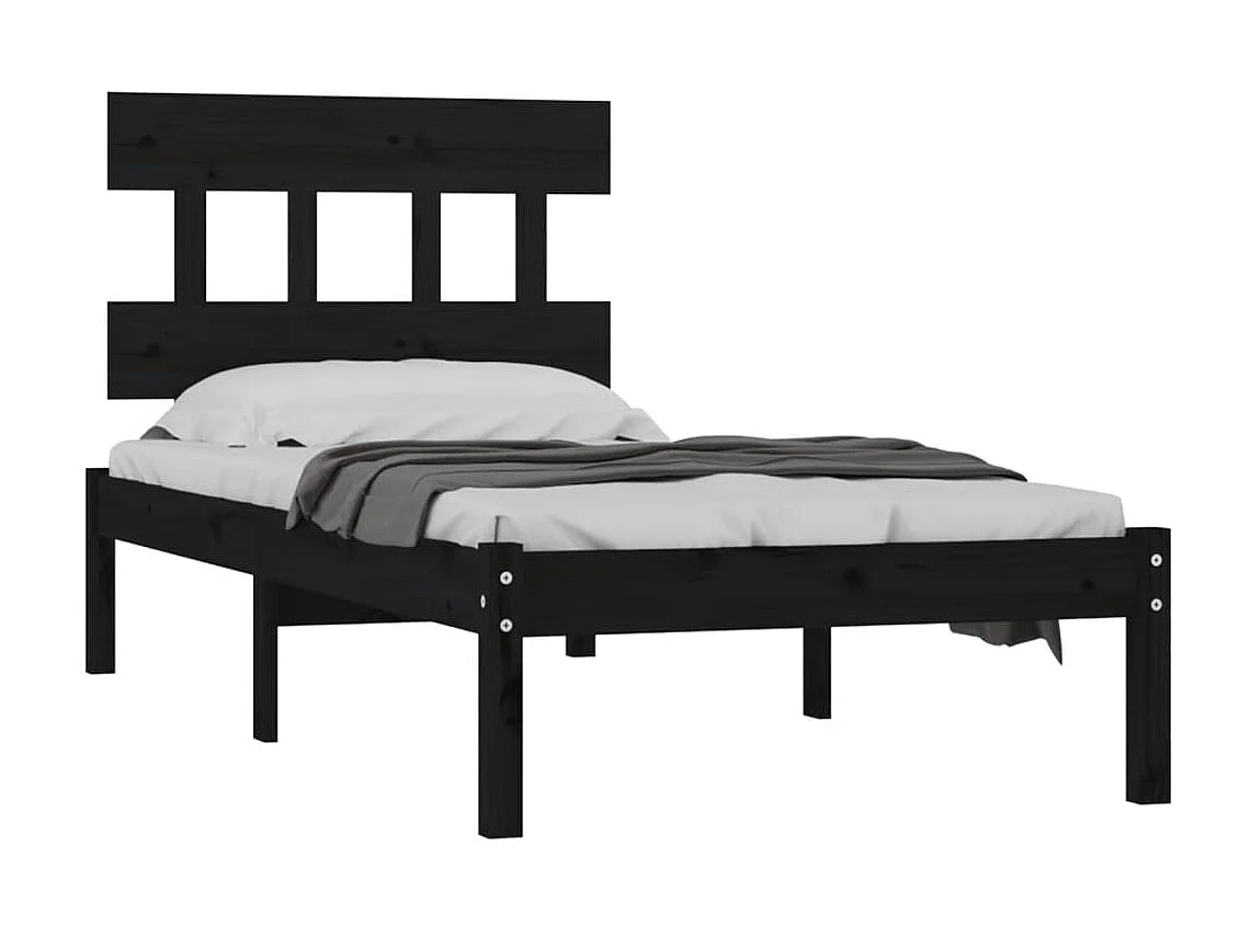 Cama 100x200 cm madera maciza negra ES57519