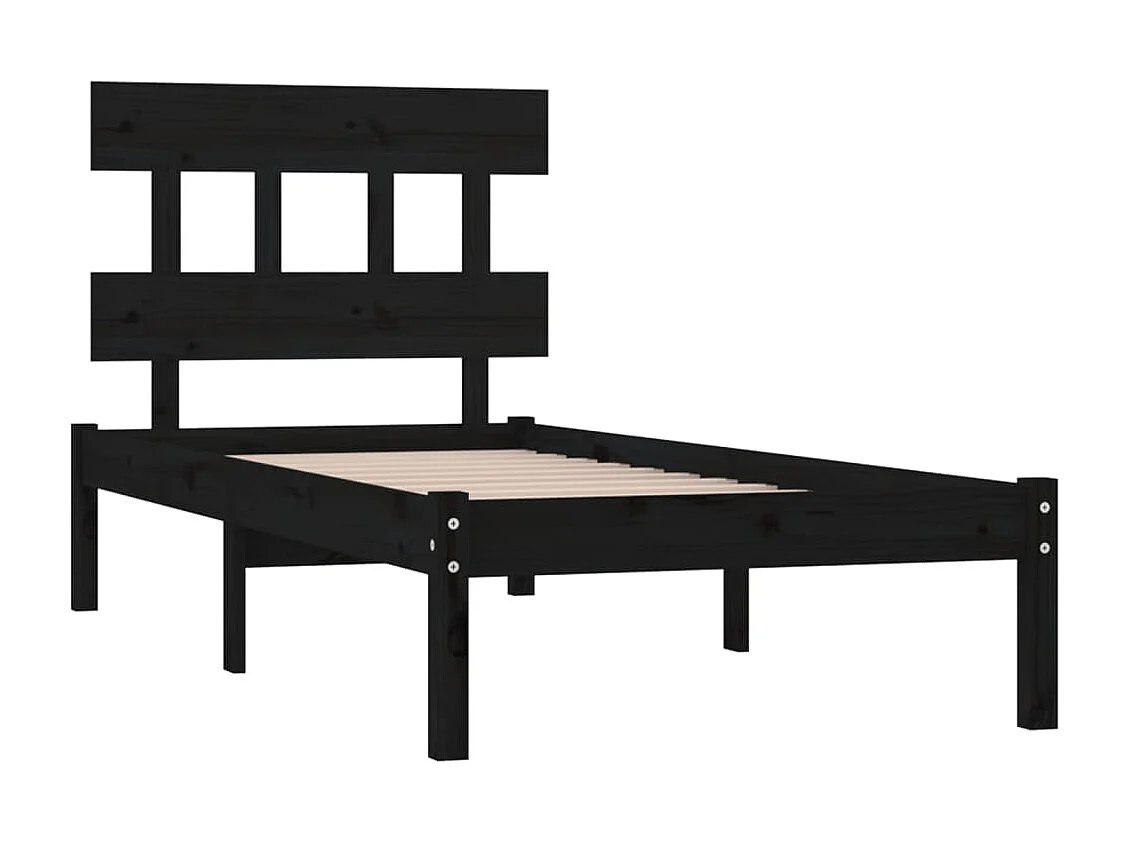 Cama 100x200 cm madera maciza negra ES57519