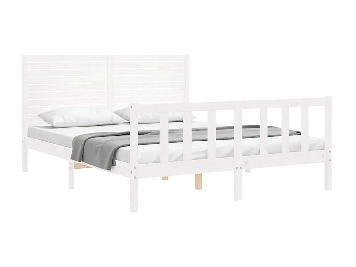 Lit-160x200 cm avec tête de lit blanc bois massif EGGB79281