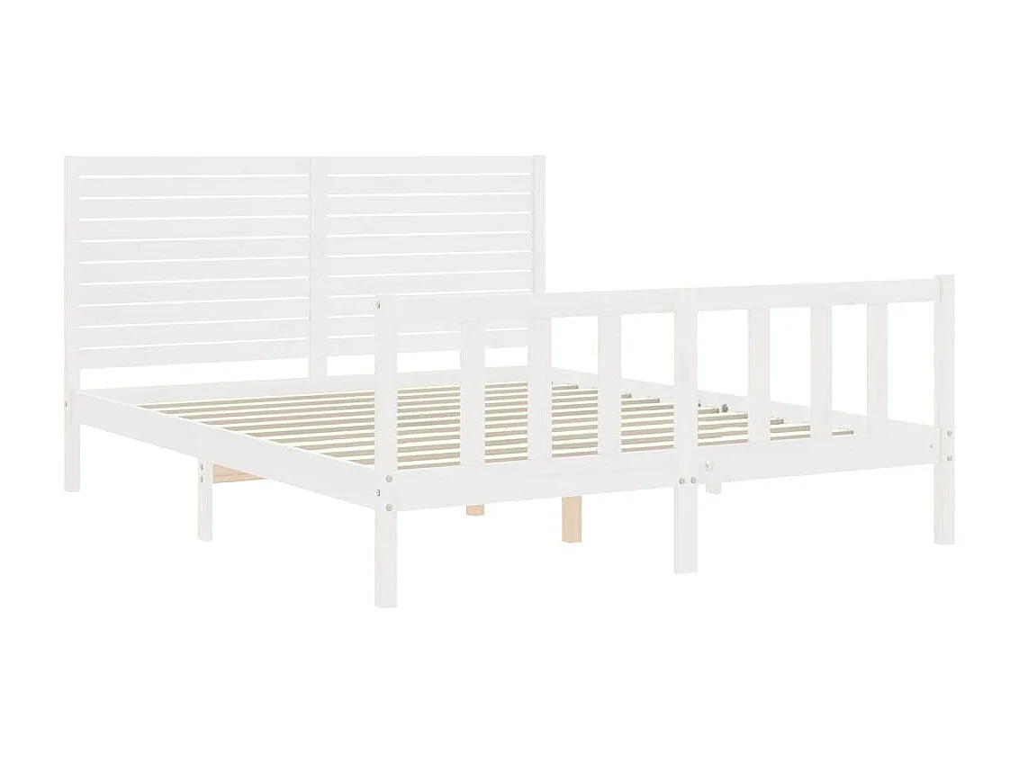 Lit-160x200 cm avec tête de lit blanc bois massif EGGB79281