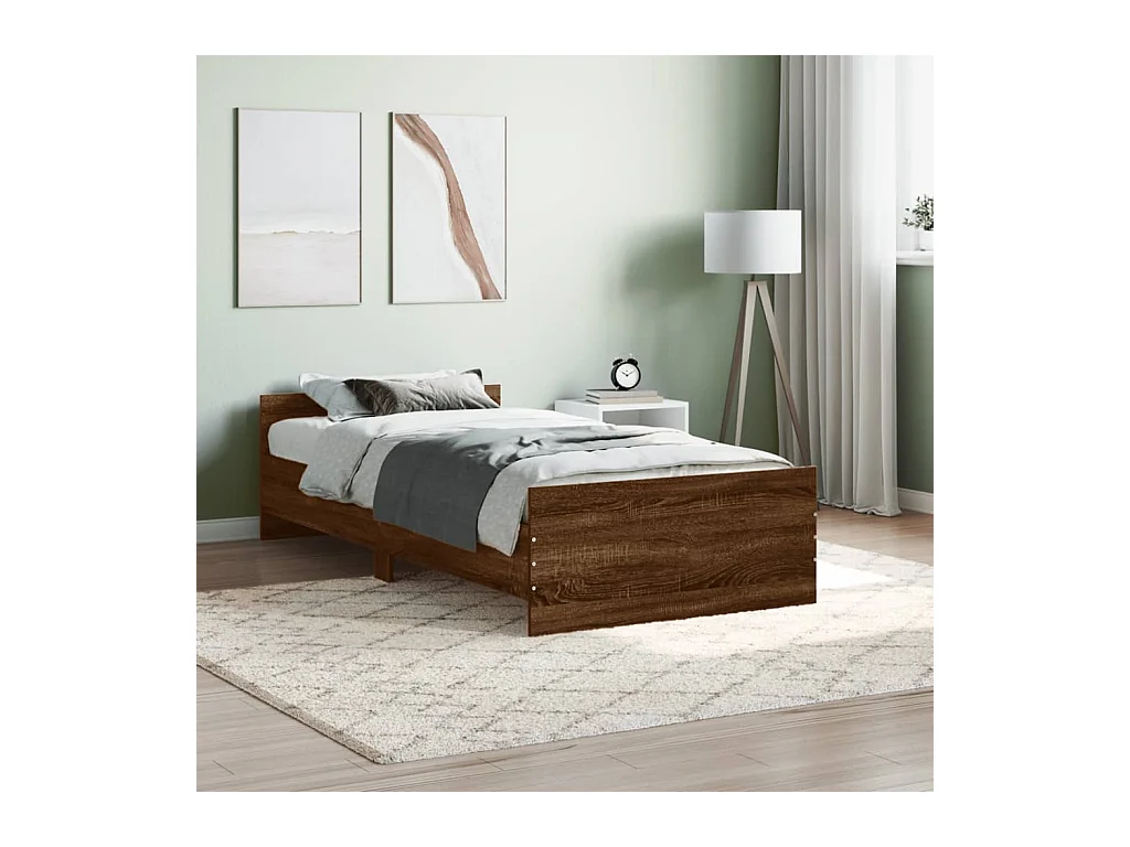Lit-100x200 cm chêne marron bois d'ingénierie EGGB76881