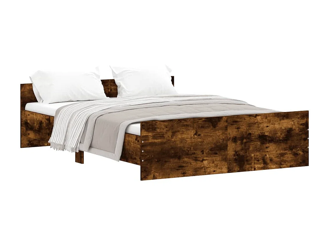 Lit-140x190 cm tête de lit et pied de lit chêne fumé EGGB93483