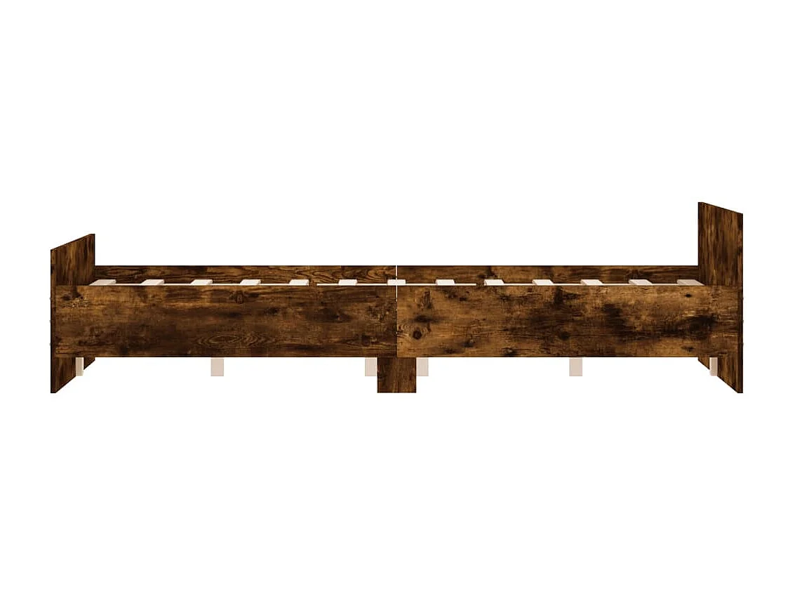 Lit-140x190 cm tête de lit et pied de lit chêne fumé EGGB93483