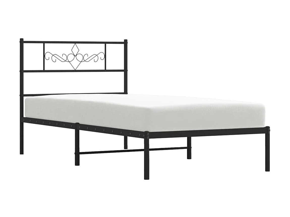 Cama 80x200 cm con cabecero metal negro ES95158