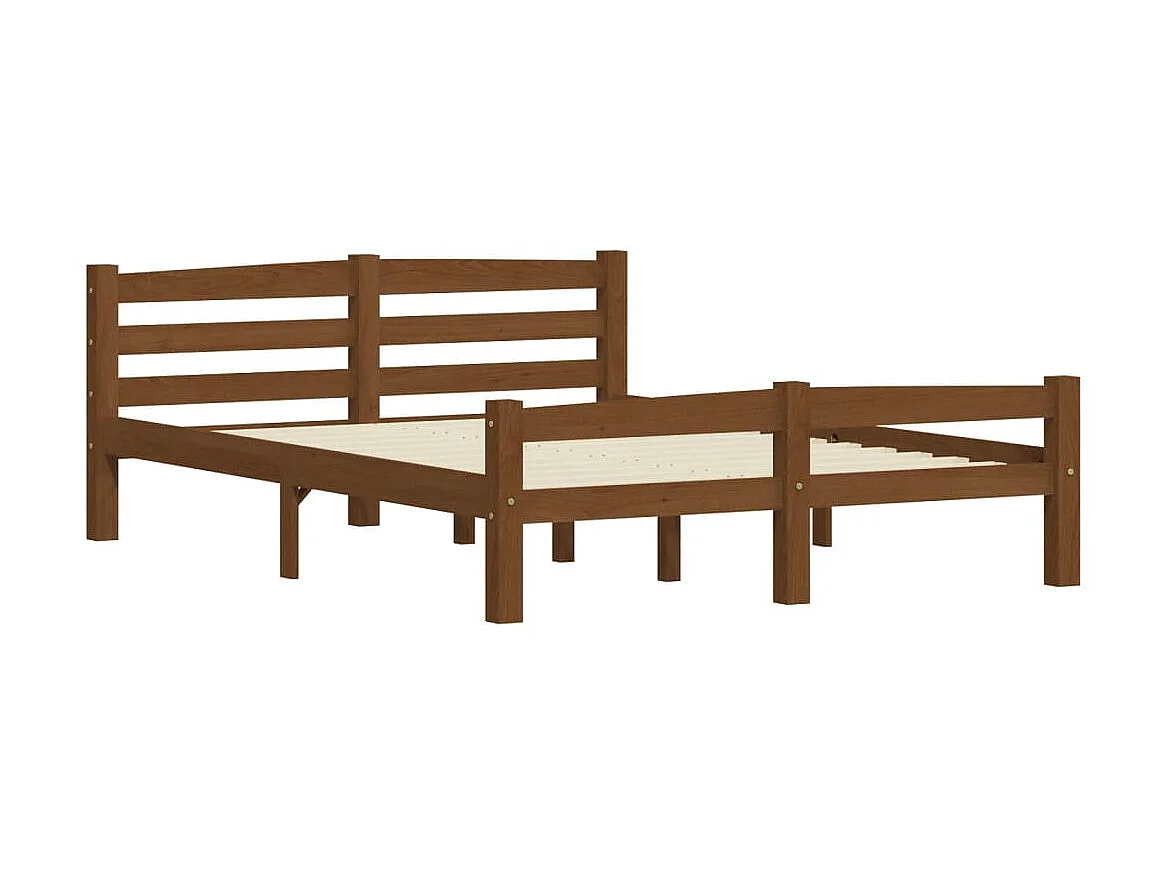 Cama 140x200 cm pinho maciço castanho mel PT228403