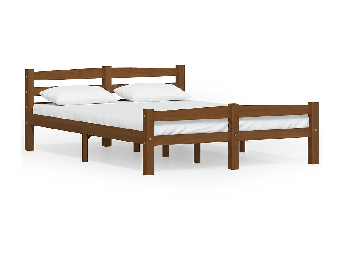 Cama 140x200 cm pinho maciço castanho mel PT228403