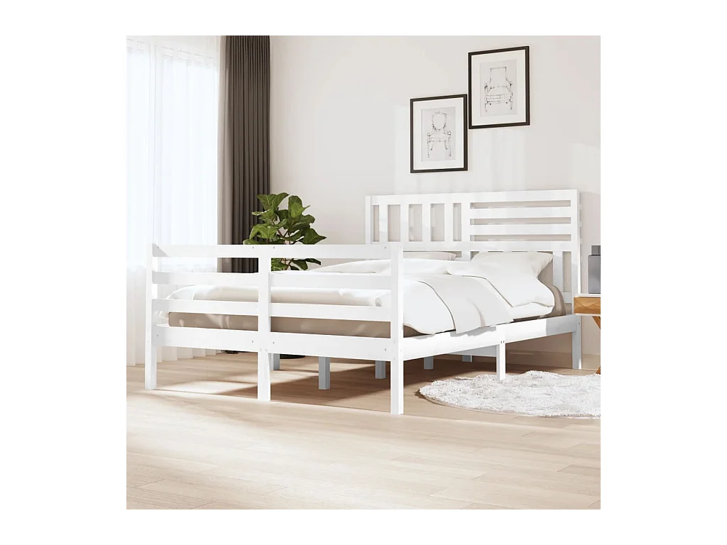 Lit-120x190 cm Blanc Bois massif Petit Double EGGB79244