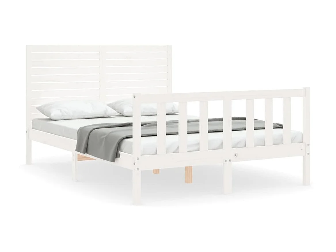 Lit-140x190 cm avec tête de lit blanc bois massif EGGB63493