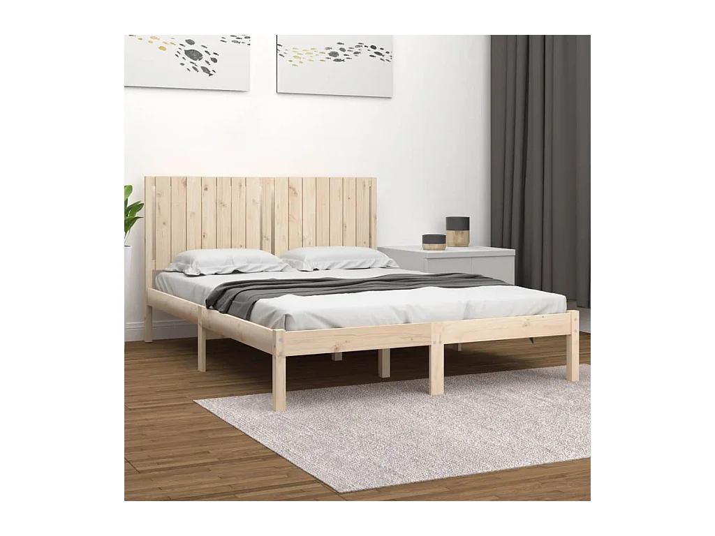 Lit-160x200 cm Bois de pin massif EGGB15783
