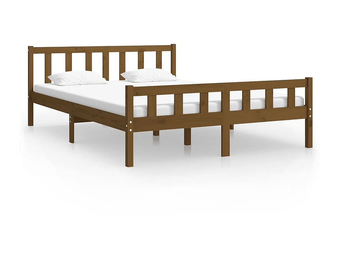 Cama king 150x200 cm madeira maciça castanho-mel PT530037