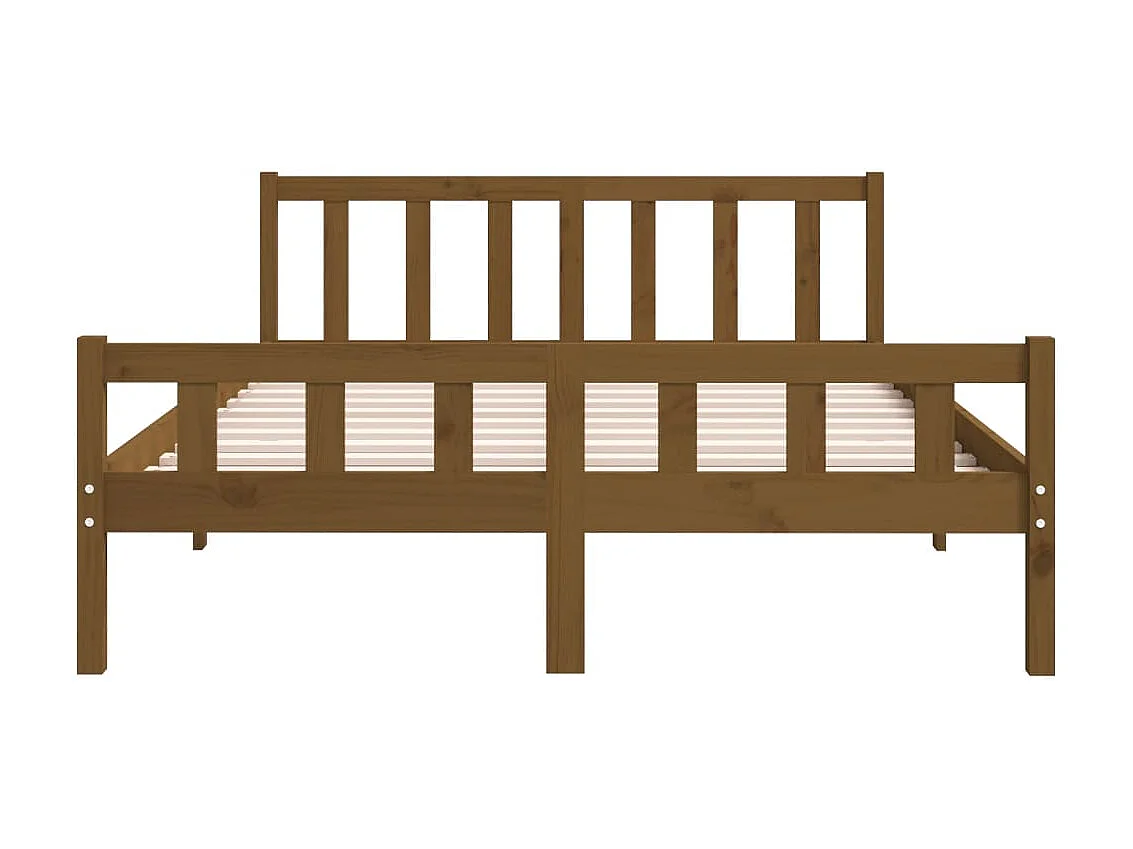 Cama king 150x200 cm madeira maciça castanho-mel PT530037