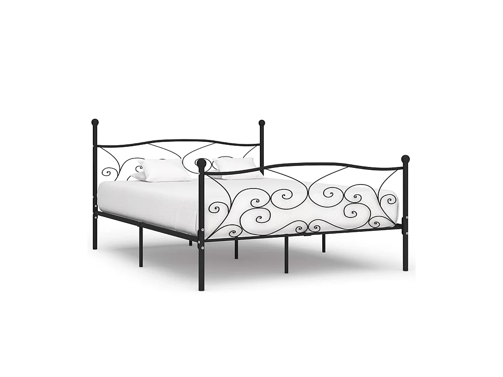 Lit-200x200 cm et sommier à lattes Noir Métal EGGB64564