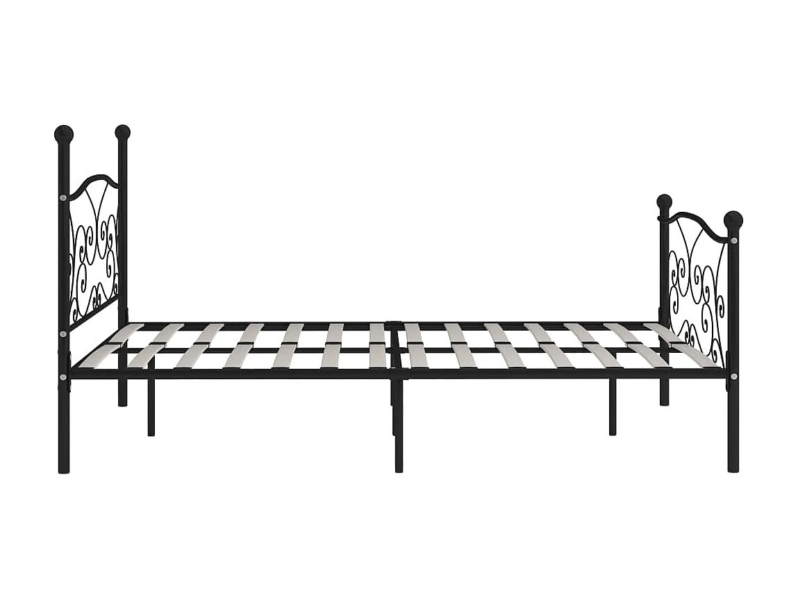 Cama com estrado de ripas 200x200 cm metal preto PT108392
