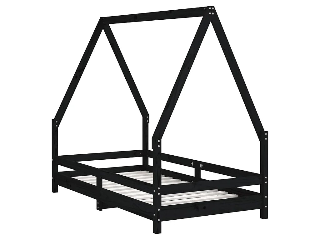 Cama 80x160 cm para niños madera de pino negro ES86650