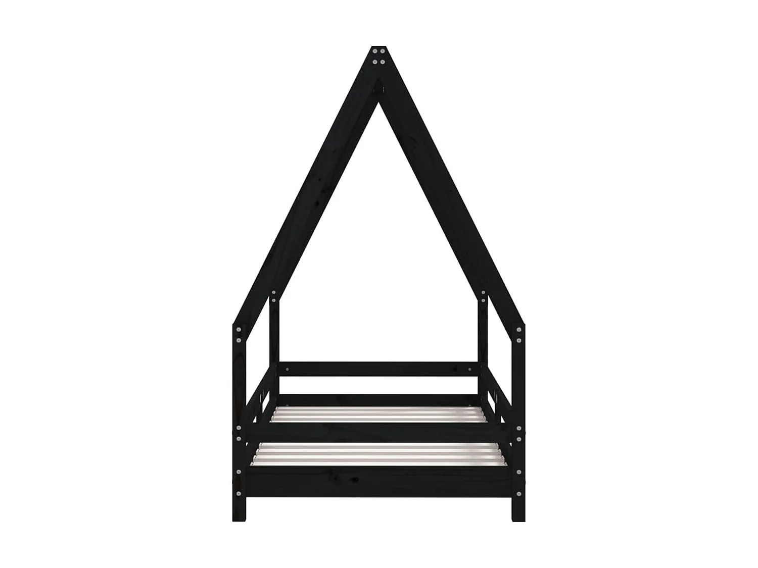 Lit-80x160 cm pour enfant noir bois de pin massif EGGB46119