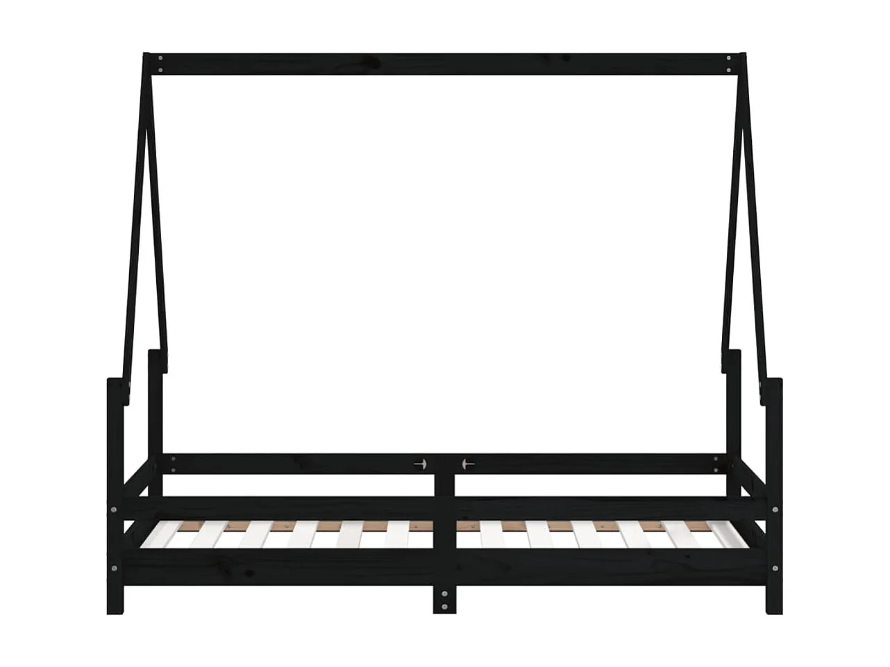 Lit-80x160 cm pour enfant noir bois de pin massif EGGB46119