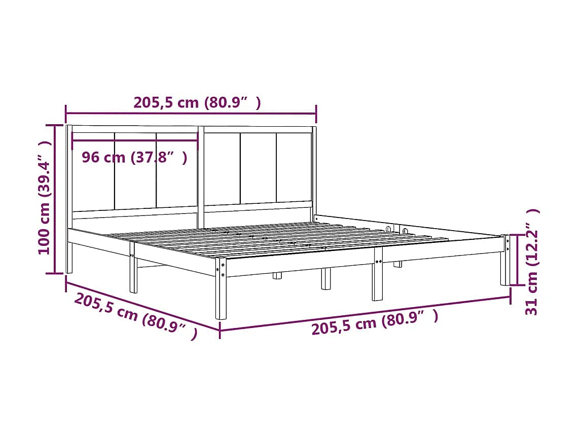 Lit-200x200 cm Bois de pin massif EGGB14677