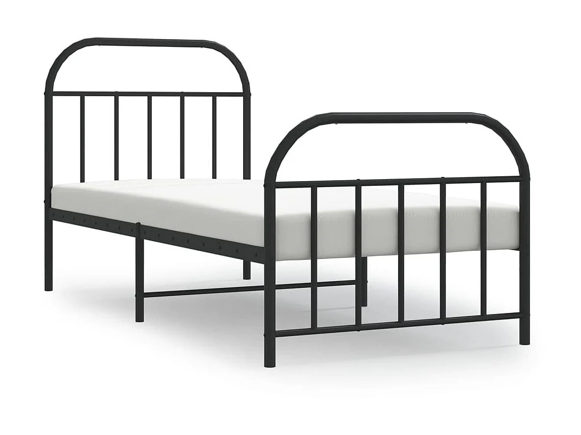 Cama 90x190 cm con cabecero y estribo metal negro ES26664