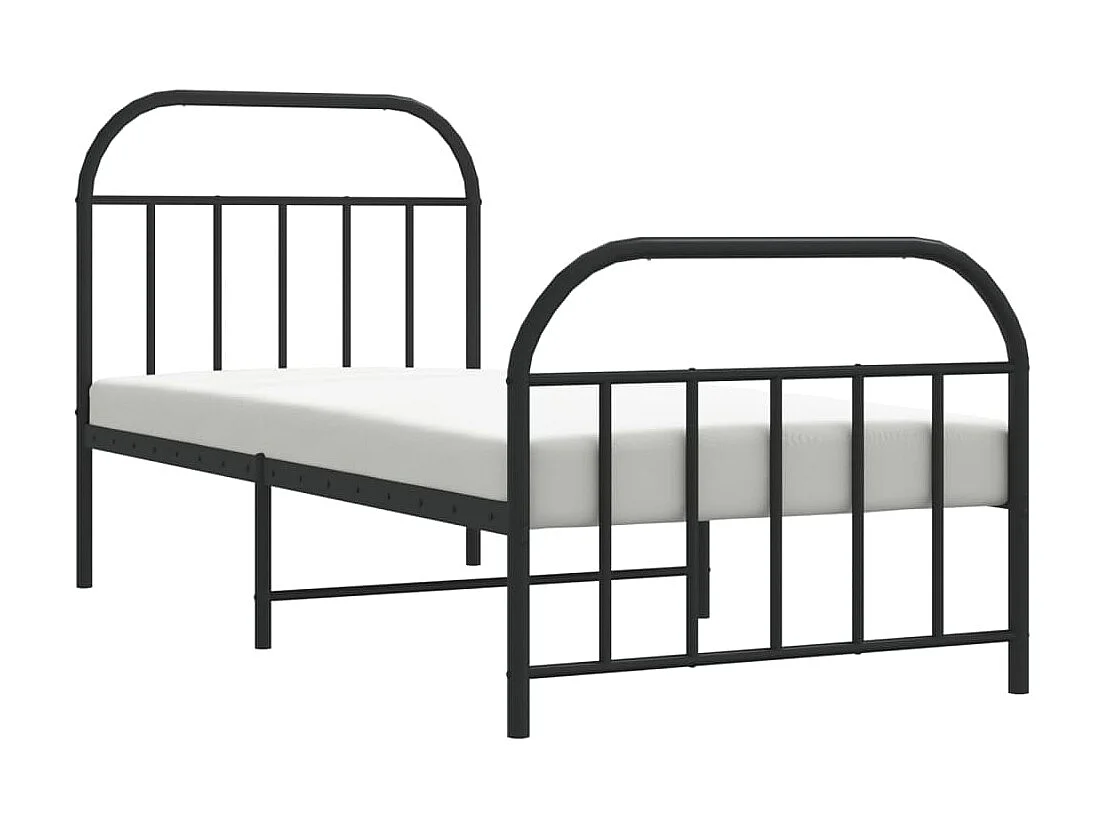 Cama 90x190 cm con cabecero y estribo metal negro ES26664