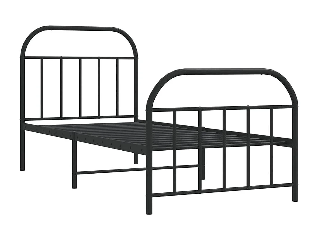 Cama 90x190 cm con cabecero y estribo metal negro ES26664