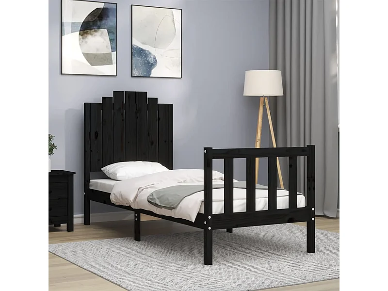Bedframe met hoofdbord massief hout zwart NL45480