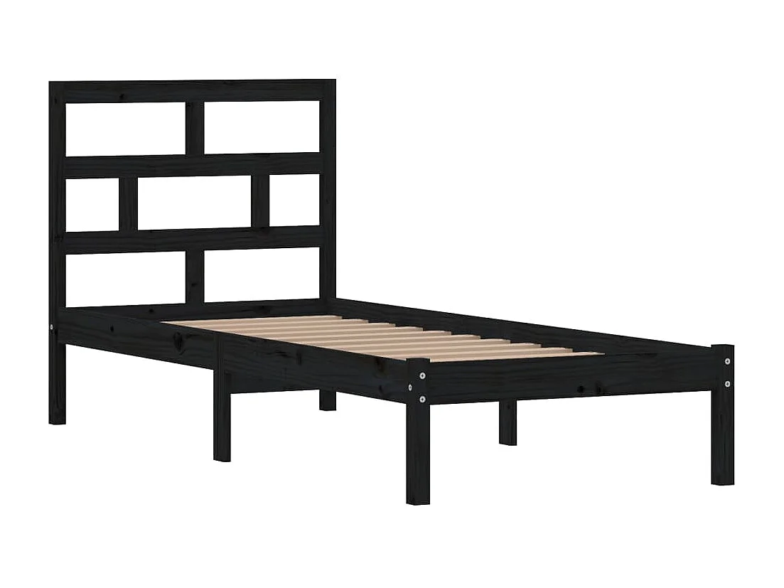 Bedframe massief hout zwart 75x190 cm NL30644