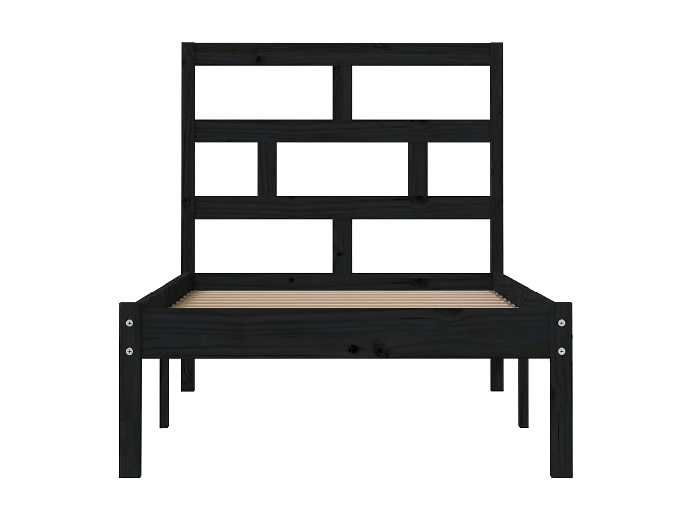 Bedframe massief hout zwart 75x190 cm NL30644