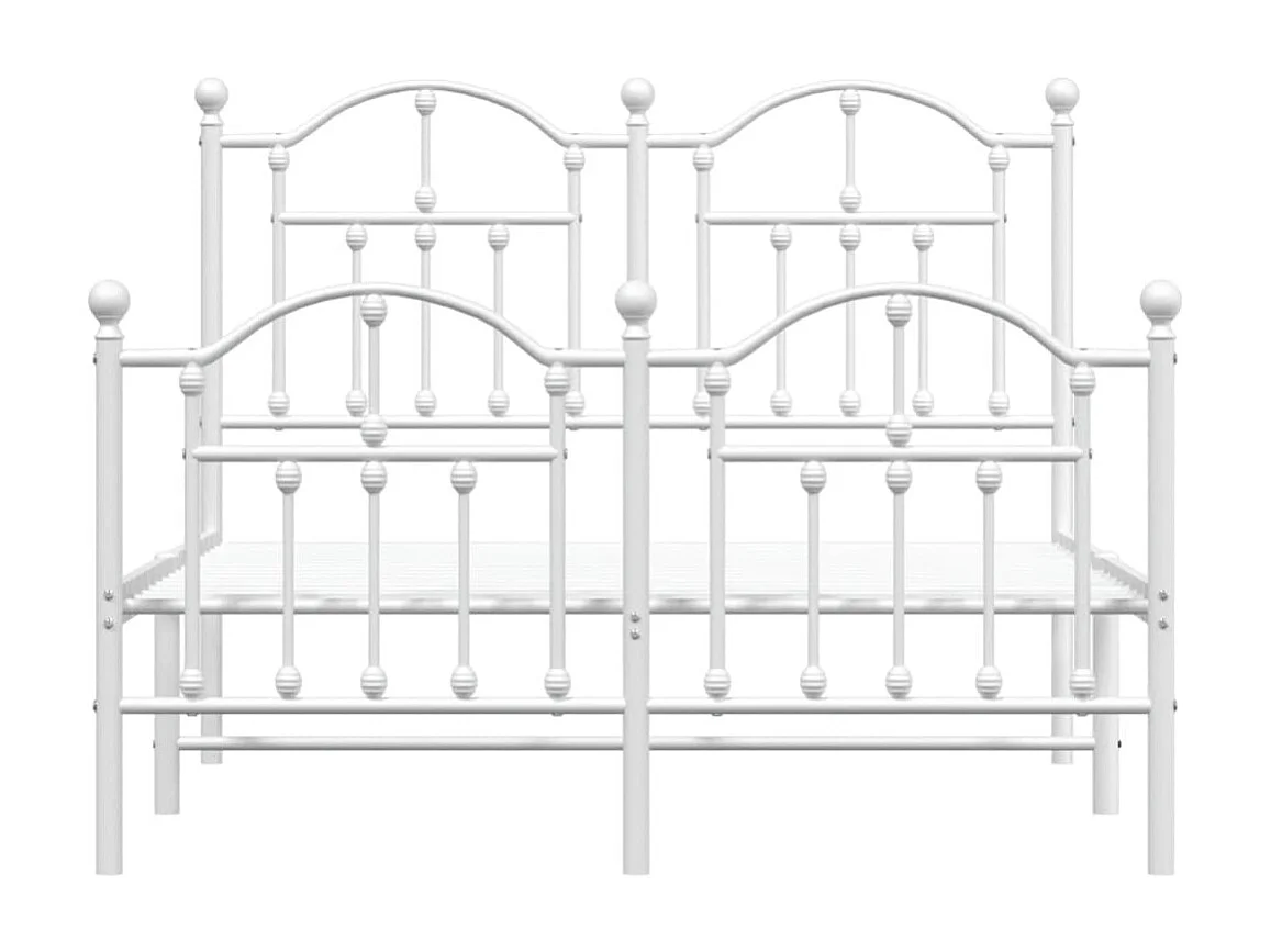 Lit-120x200 cm métal avec tête de lit/pied de lit blanc EGGB86475