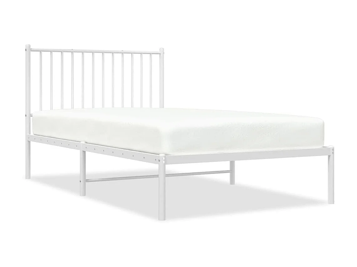 Lit-100x190 cm métal avec tête de lit blanc EGGB74779