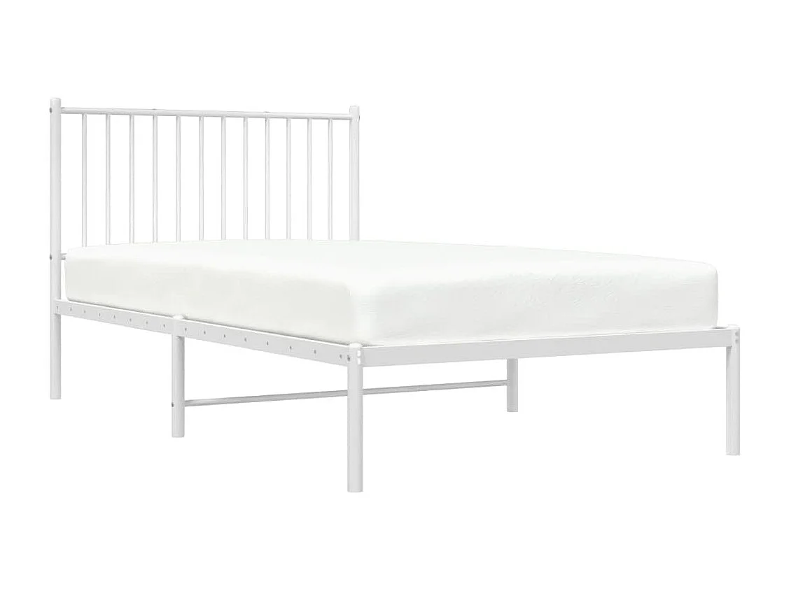 Lit-100x190 cm métal avec tête de lit blanc EGGB74779