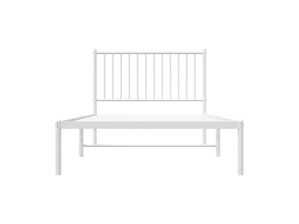 Lit-100x190 cm métal avec tête de lit blanc EGGB74779